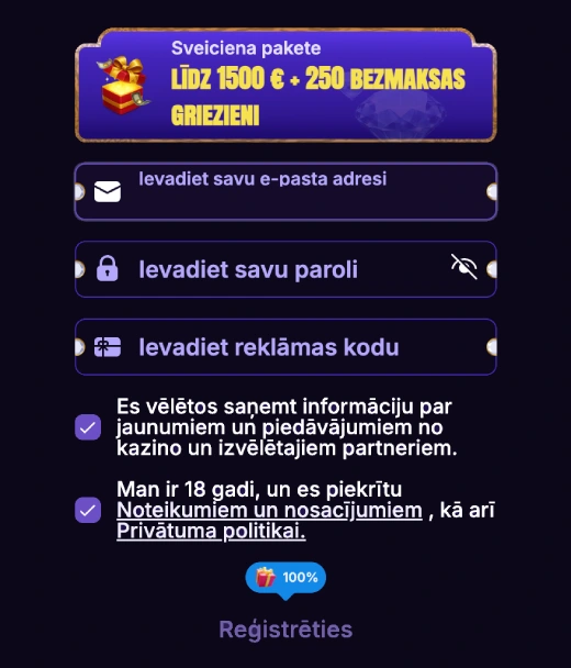 Kā reģistrēties Bossy Casino